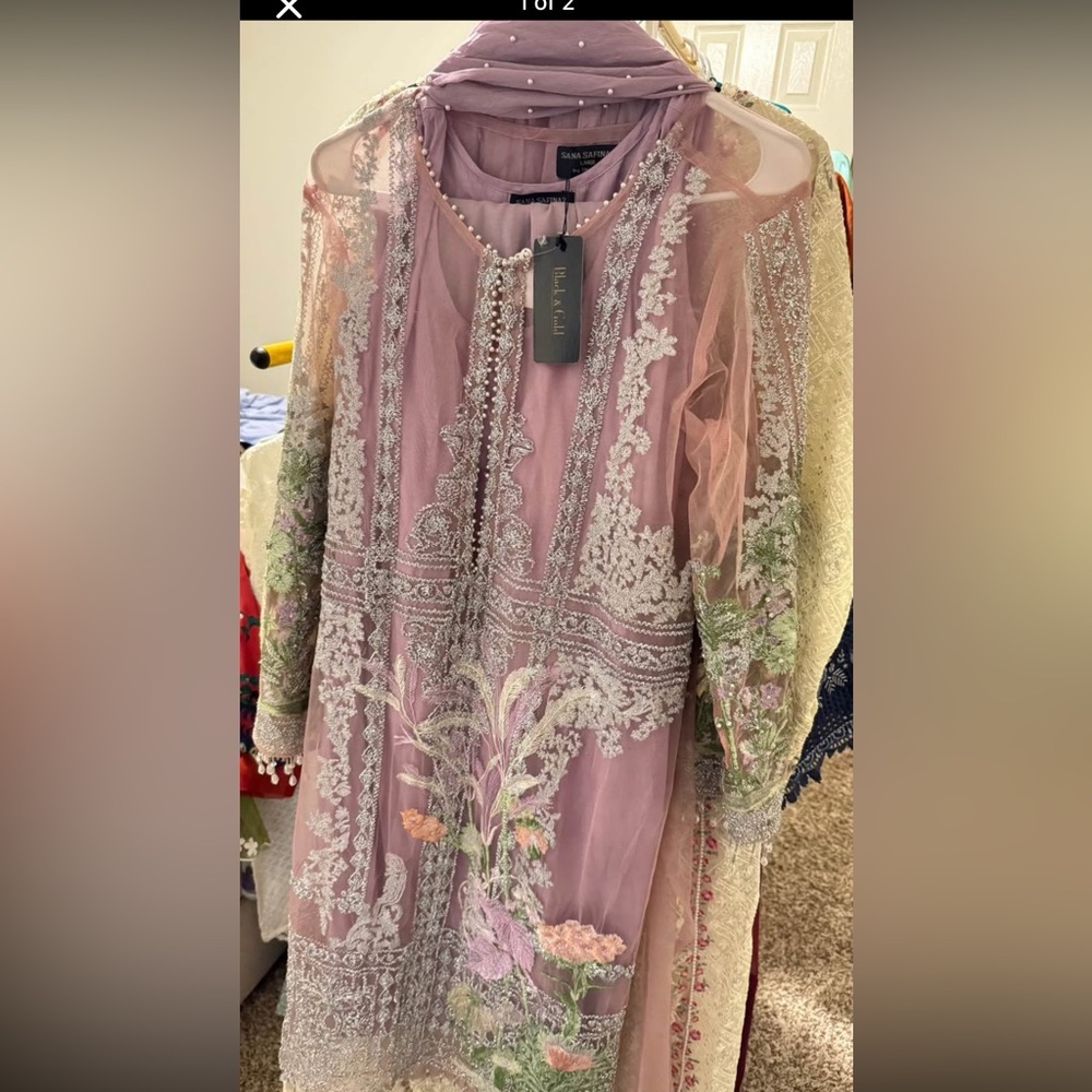 Sana safinaz Embroidered Mauve Floral Women’s Dress